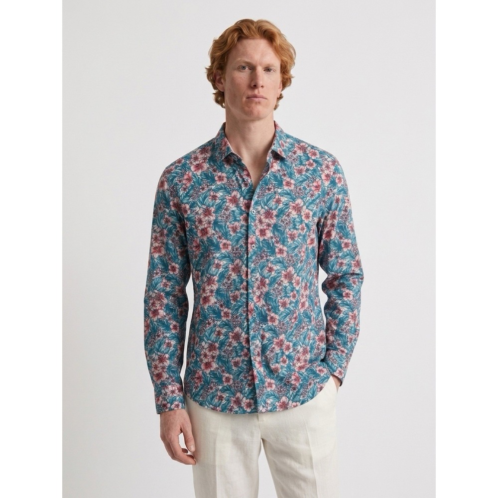 (b26/9)Tommy Bahama ‎ Long Sleeve Shirt  Gardens Stretch Island Zone Size L